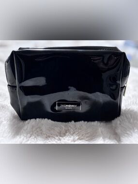 YSL Beaute Small Cosmetics Bag Black Patent Leather.